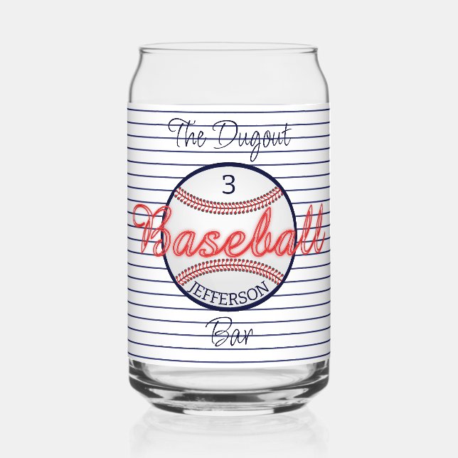 Baseball Sports Beer Can Glass Drinkware (Front)