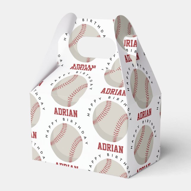 Baseball Sports Birthday Party Custom Name  Favor Box (Front Side)