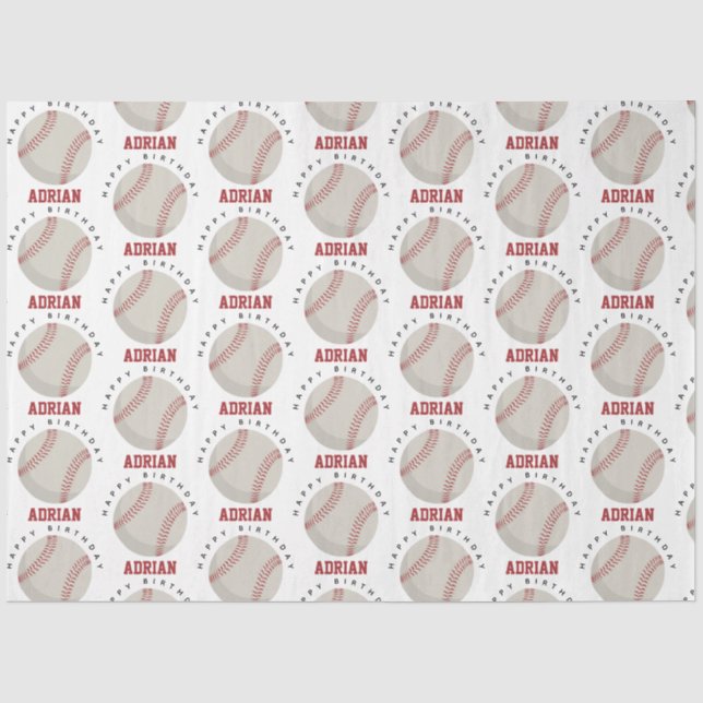 Baseball Sports Birthday Party Custom Name  Tissue Paper (Front)