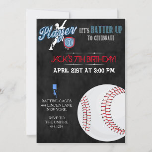 Baseball Sports Birthday Party Invitations
