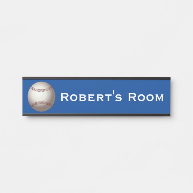 Baseball Sports Child's Room Door Sign Name (Front)
