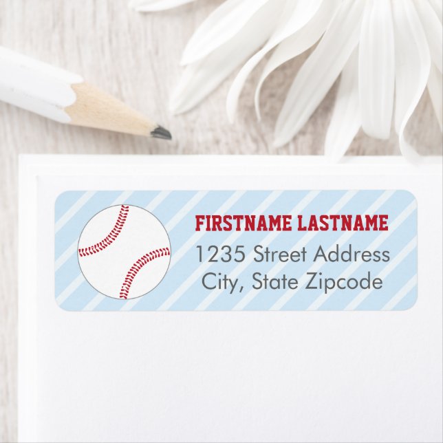 Baseball Sports Fan Blue and Red Return Address (Insitu)