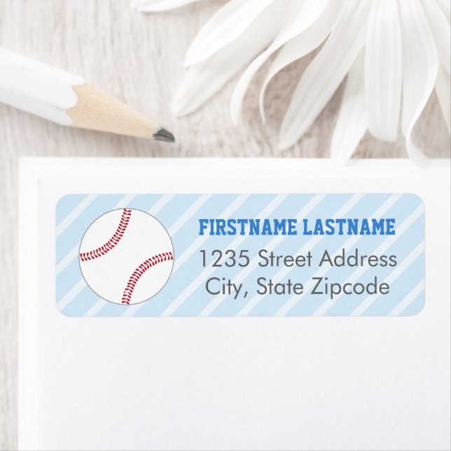 Baseball Sports Fan Blue and Red Return Address (Insitu)