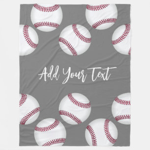 baseball sports lovers add your name or text grey  fleece blanket