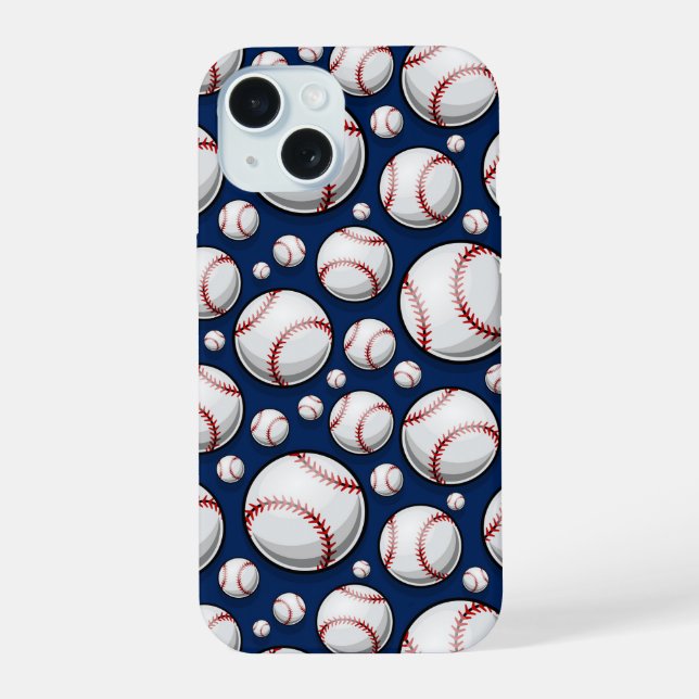 Baseball Sports Pattern iPhone 15 Case (Back)