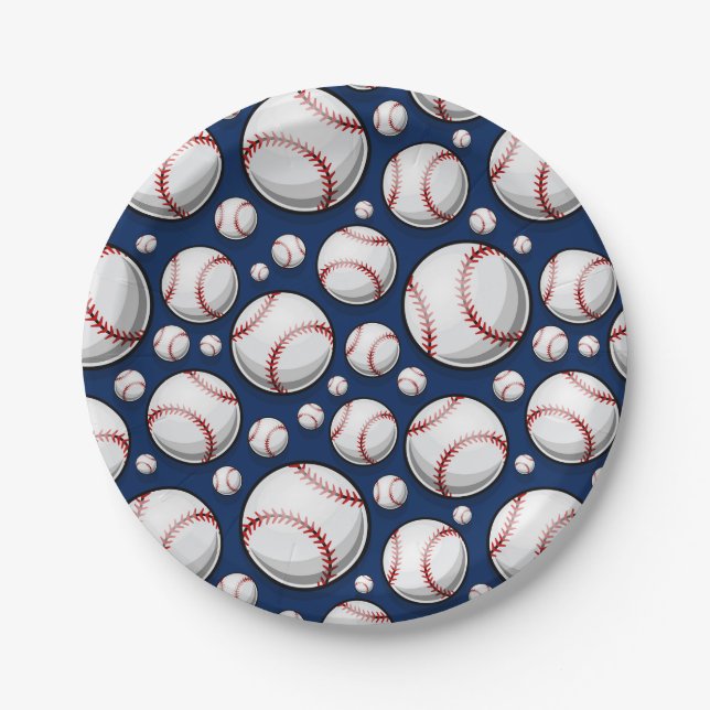 Baseball Sports Pattern Paper Plate (Front)