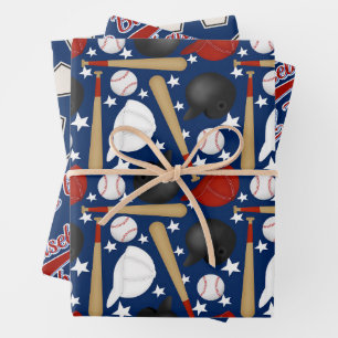 Baseball Sports Pattern Wrapping Paper Sheet