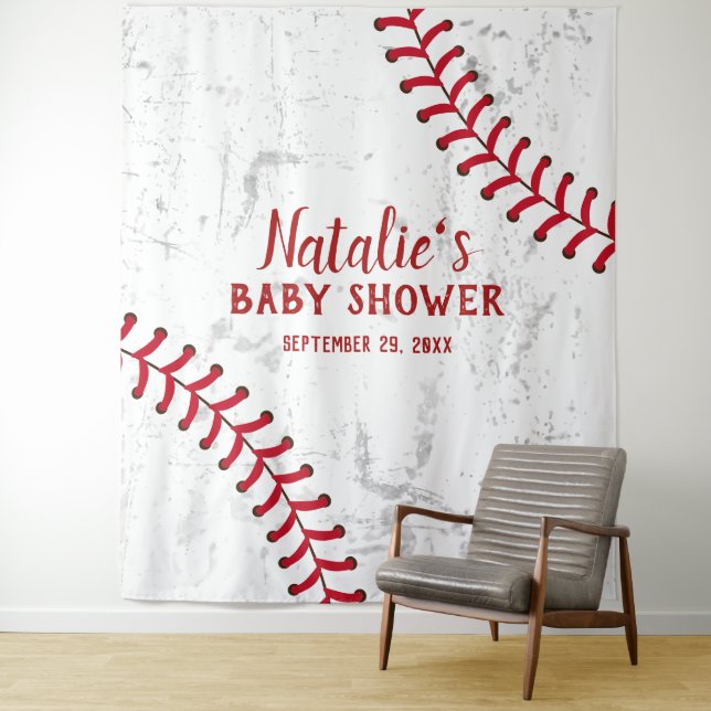 Baseball Sports Theme Baby Shower Backdrops Tapestry (In Situ)