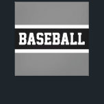 BASEBALL Sporty Athletic Black White Grey Stripes  Canvas Print<br><div class="desc">This sporty design features athletic BASEBALL text inside a black centre stripe highlighted in white against grey outer edges.</div>