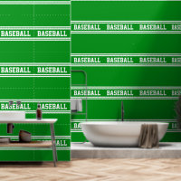 BASEBALL Sporty Bright Green White Racing Stripes