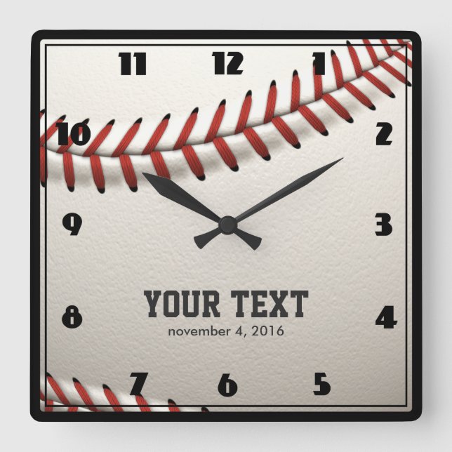 Baseball Square Wall Clock (Front)