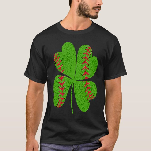 Baseball St Patricks Day Catcher Pitcher Shamrock T-Shirt (Front)