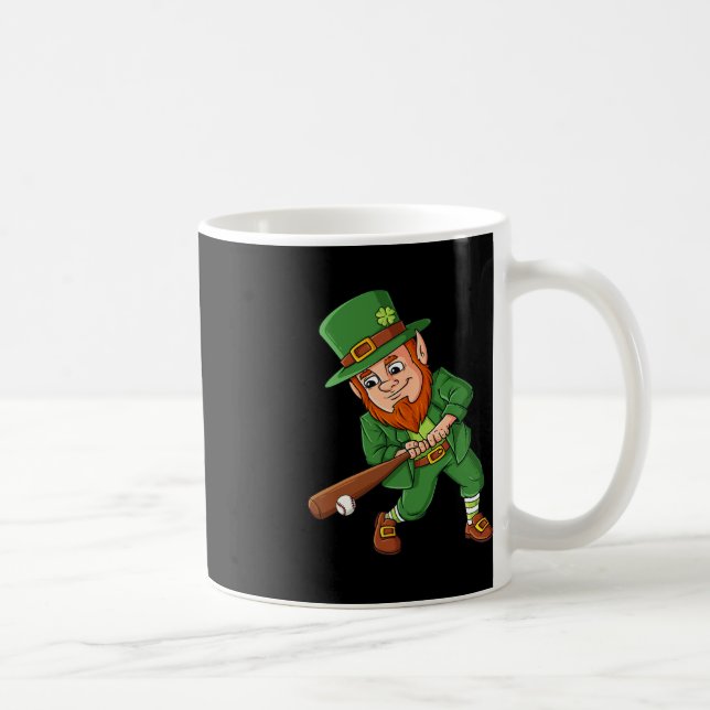 Baseball St Patricks Day Leprechaun Hitter Batter  Coffee Mug (Right)