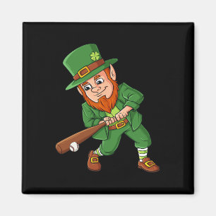Baseball St Patricks Day Leprechaun Hitter Batter Magnet