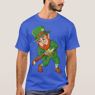 Baseball St Patricks Day Leprechaun Hitter Batter  T-Shirt
