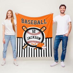 Baseball ⚾ Star - Orange and Black Fleece Blanket