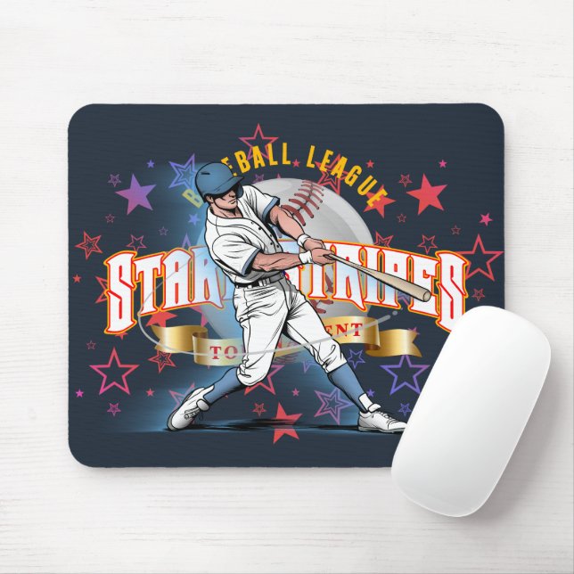 Baseball Stars & Stripes (Dark mode) | Mouse Pad (With Mouse)