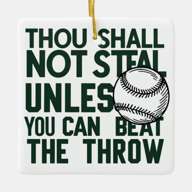 Baseball Stealing Humour Shirt Ceramic Ornament (Front)
