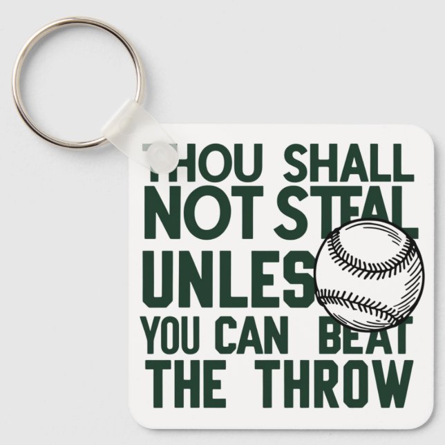 Baseball Stealing Humour Shirt Keychain (Front)