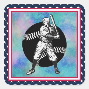 Baseball : Sticker Carré Vintage