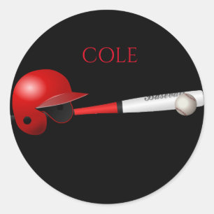 BASEBALL STICKER WITH NAME OF CHILD.