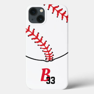 Baseball Stitches Monogram and Team Number iPhone 13 Case