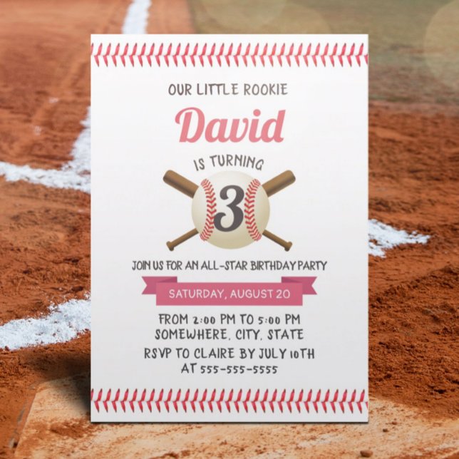 Baseball Stitching Sports Theme Birthday Party Invitation (Creator Uploaded)
