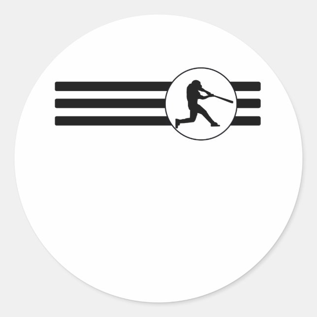 Baseball Stripes Classic Round Sticker (Front)