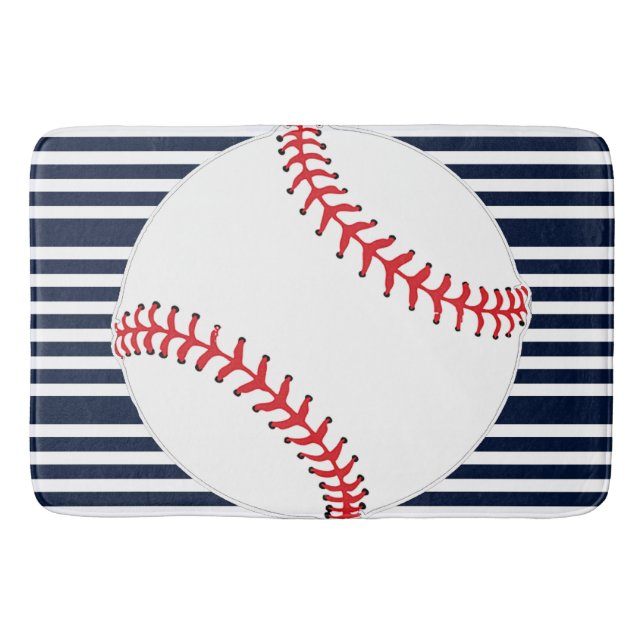 Baseball Stripes Design Bath Mat (Front)