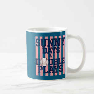 Baseball sunny days double plays girly game day coffee mug