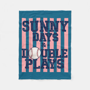 Baseball sunny days double plays girly game day fleece blanket