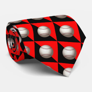 Baseball sur cravate rouge et noire