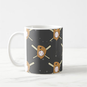 Baseball Symbols - Seamless Pattern on Dark Coffee Mug