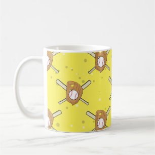 Baseball Symbols - Seamless Pattern on Yellow   Coffee Mug