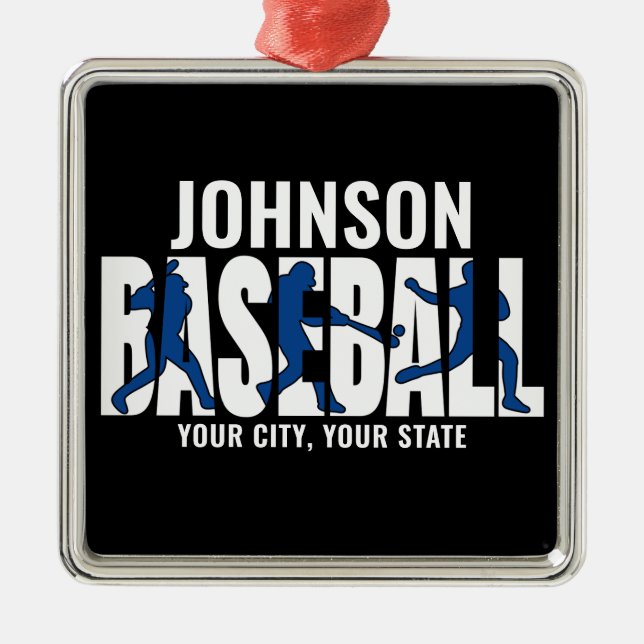 Baseball Team ADD NAME Champion Game Player Metal Ornament (Front)