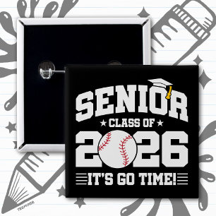 Baseball Team Class of 2026 Graduation Senior 2026 2 Inch Square Button