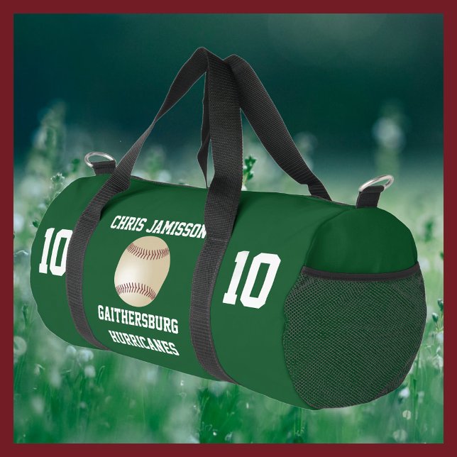 Baseball Team, Coach or Player Green Personalized Duffle Bag (Creator Uploaded)