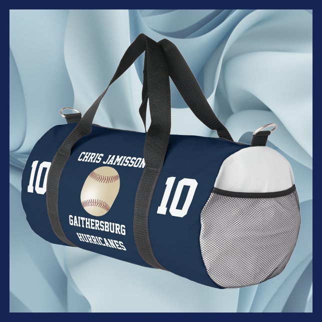 Baseball Team, Coach Player Navy Blue Personalized Duffle Bag (Creator Uploaded)