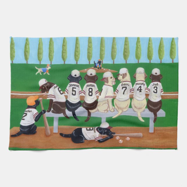 Baseball Team Labradors Kitchen Towel (Horizontal)