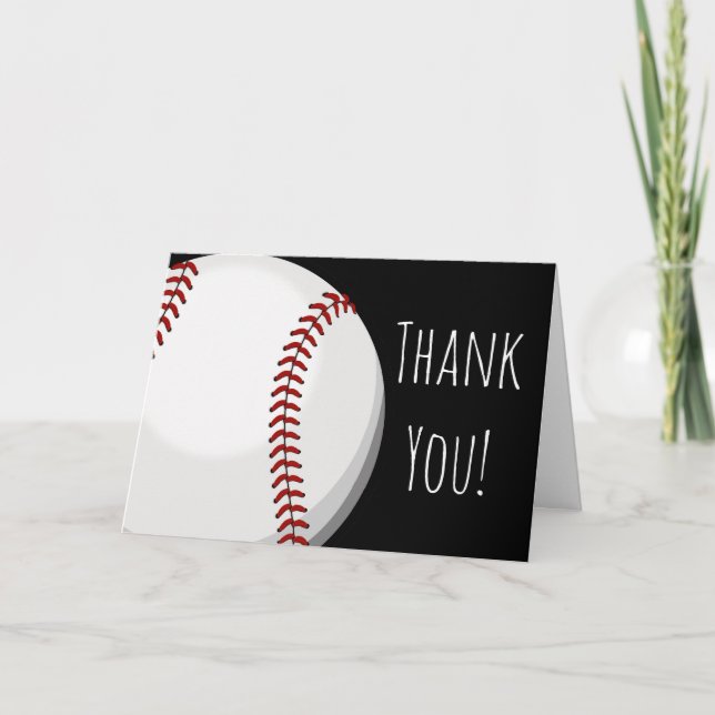 Baseball Team League Custom Thank You Card (Front)
