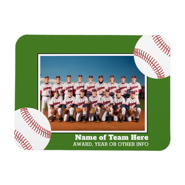 Baseball Team Photo with Award or Year Text Magnet (Horizontal)