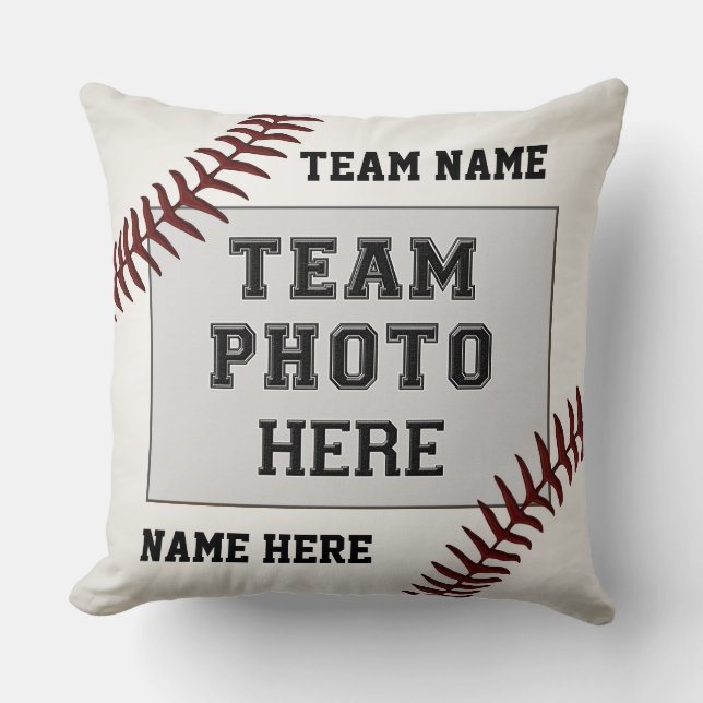 Baseball Team Picture Ideas Gift Coaches, Players Throw Pillow (Front)