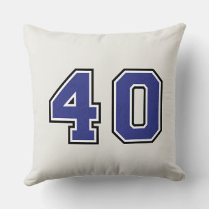 Baseball team player with number blue throw pillow