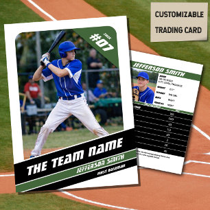 Baseball Team Trading Card Gift Green White