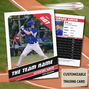Baseball Team Trading Card Gift Red White