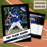 Baseball Team Trading Card Sport Gift Blue<br><div class="desc">Introducing the Baseball Team Trading Card - a timeless token of America's favourite pastime! Crafted with meticulous attention to detail, this card isn't just a collectable - it's a celebration of the game's enduring legacy, designed to capture the hearts of fans everywhere. On the front side, ignite your team spirit!...</div>