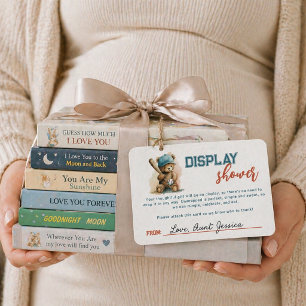 Baseball Teddy Bear Boy Unwaped Gift Baby Shower Enclosure Card