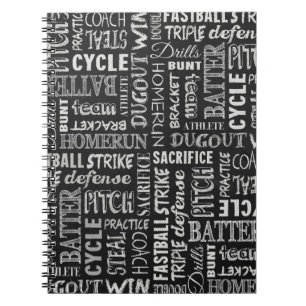 Baseball Terms On The Chalkboard Notebook