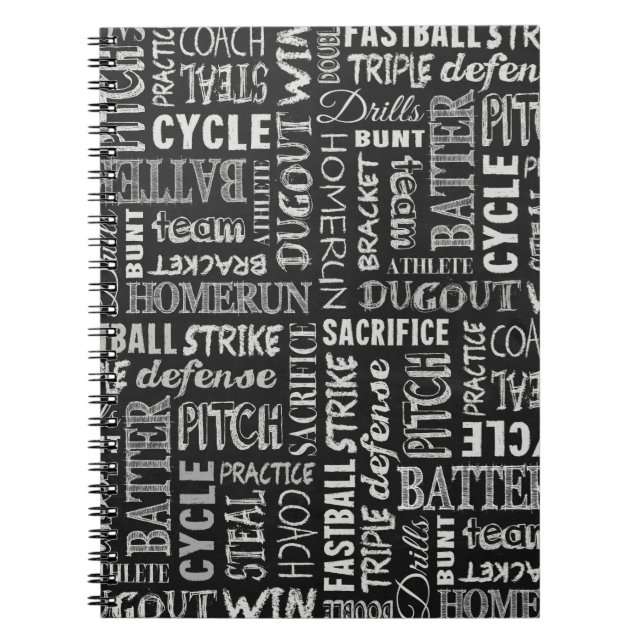 Baseball Terms On The Chalkboard Notebook (Front)