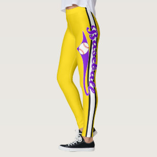 Baseball Text With Stripe And Ball Print Leggings